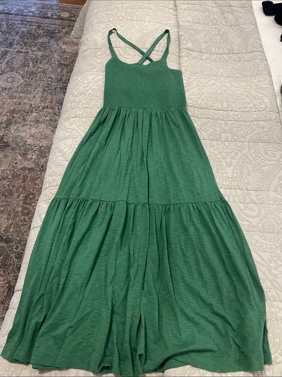 Nation LTD Dresses & Skirts - Sleeveless Green Tiered Maxi Dress with Smocked Bodice